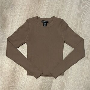 Sincerely Jules NWOT Fitted Ribbed Long Sleeve Top Brown Sz Small